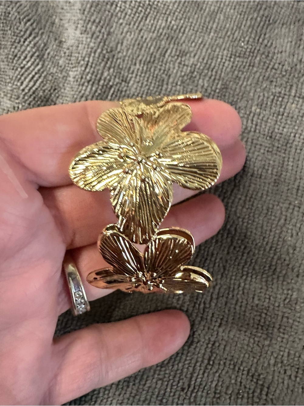 Gold Floral Cuff Bracelet - Elegant Women's Jewelry